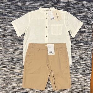 Boys H&M Linen Shirt & Tan Shorts Outfit NWT Size 7-8